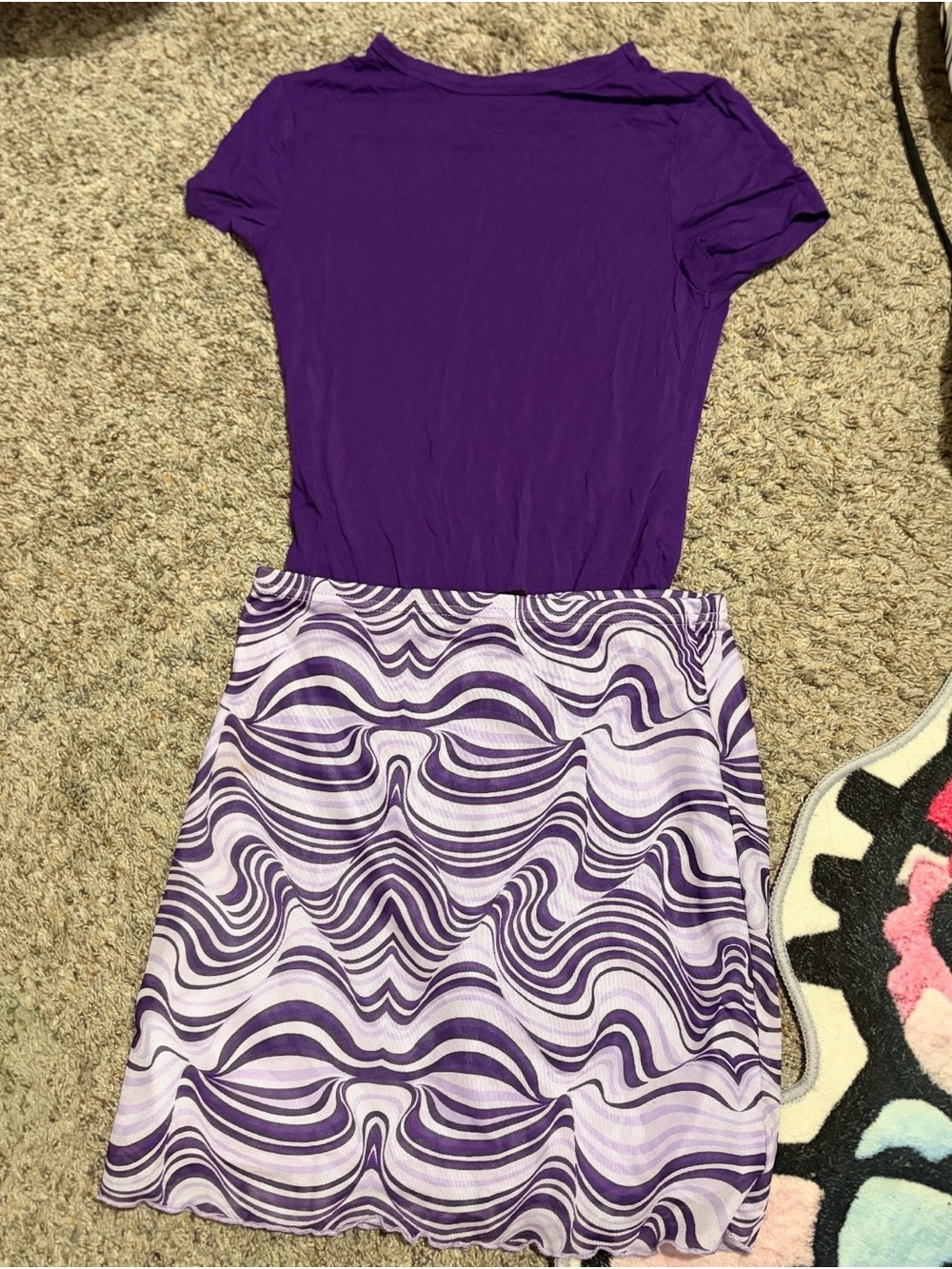 ' Purple Patterned Skirt and body suit